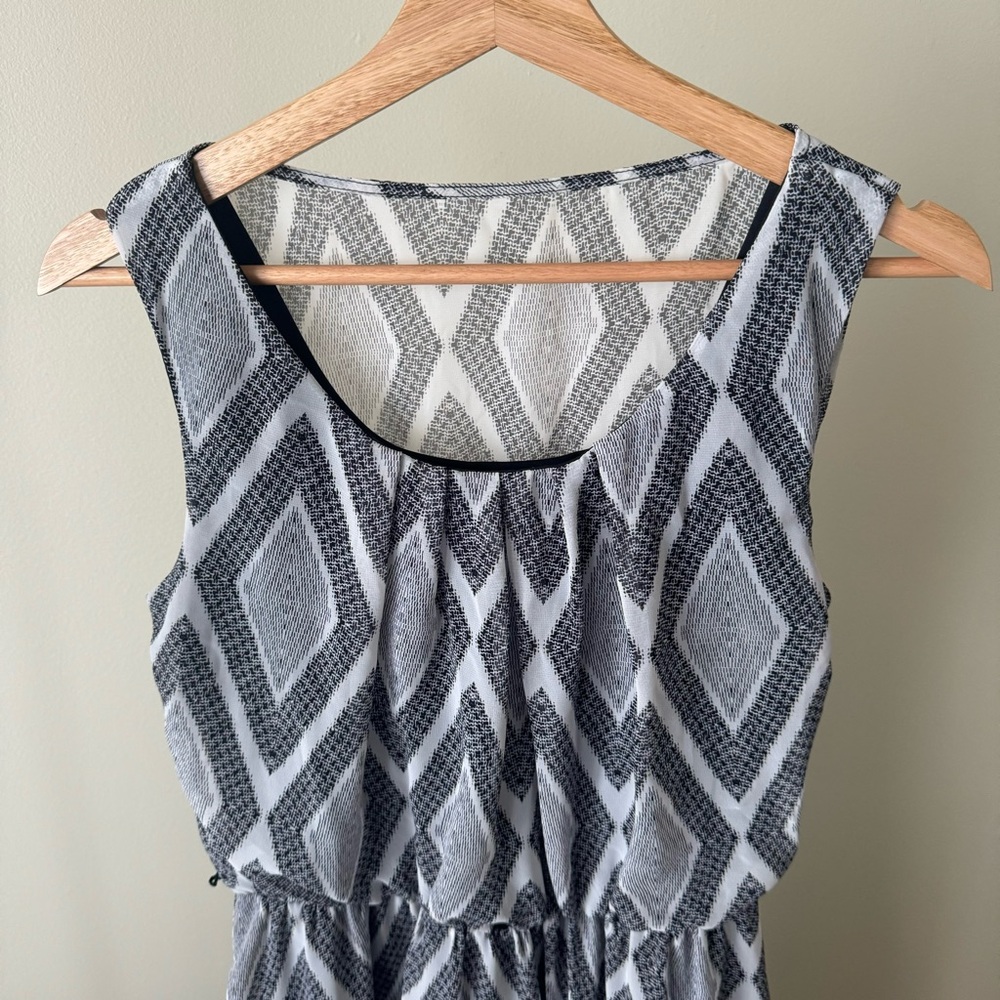 AB Studio Monochrome Diamond Pattern Midi Dress